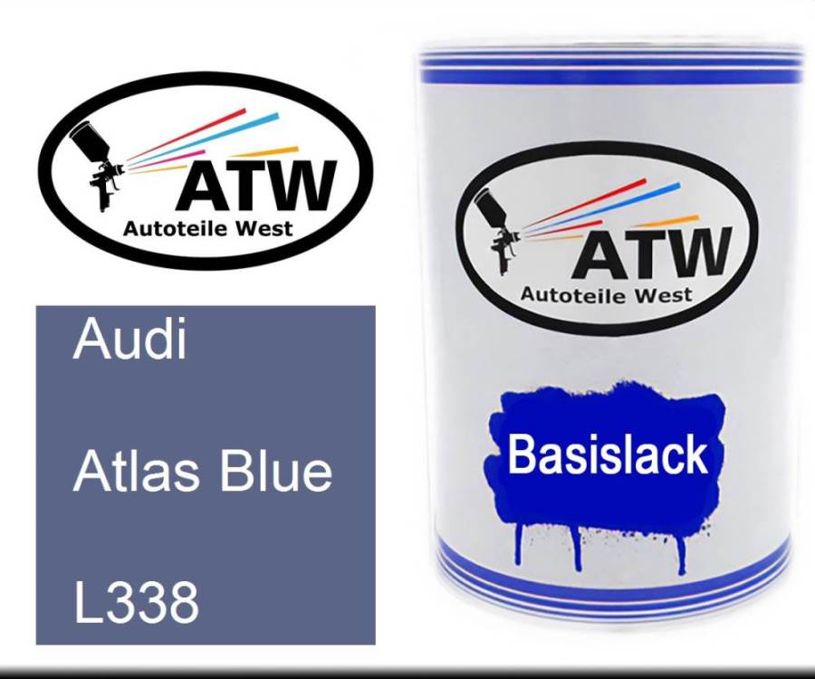 Audi, Atlas Blue, L338: 500ml Lackdose, von ATW Autoteile West.